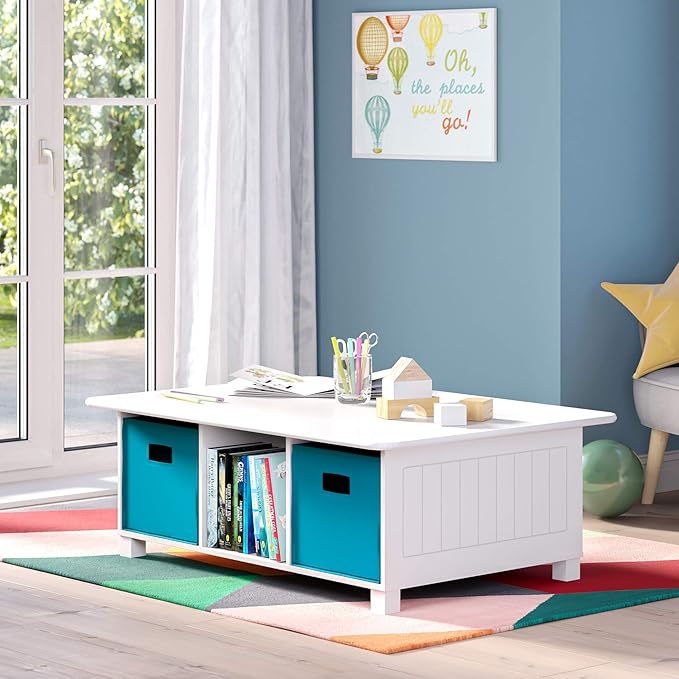 RiverRidge Folding Storage Bins with Handles Turquoise Cube Storage Organizer for Closet, Bedroom & Playroom - Closet Organiz