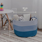 OrganiHaus Large Woven Storage Basket for Blankets and Toys 20" x 13" Inch, Rope Laundry Basket with Handles, Cushions & Pill