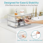 Vtopmart 12.1''W Clear Stackable Storage Drawers,4 Pack Acrylic Plastic Organizers Bins for Makeup Palettes, Cosmetics, and B