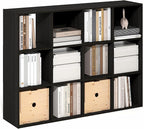 Furinno PELLI Book Shelf, 12-Cube Bookshelf, Cube Storage Organizer Bookcase, 11.7 x 47.6 x 36, for Living Room, Bedroom, Hom