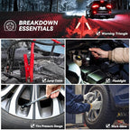 Car Emergency Kit with Jumper Cable, First Aid Kit, Winter Travel Assistance with Detachable Snow Shovel, Safety Emergency Ki