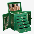 BOOVO Jewelry Box For women, 6 Layer Large Jewelry Organizer With Mirror, Multi-Function Storage Box With Lock, Necklace Hold