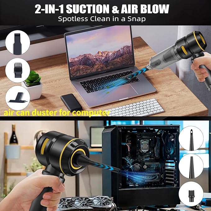 Car Vacuum Cleaner High Power - 22000PA Portable Cars Vacuum 4 in 1 Compressed Air Duster & Air Blower & Pump Hand Held Vacuu