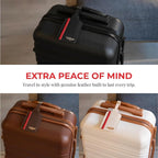 Genuine Leather Luggage Tag with Privacy Flap Set for Men Women Travel Easy with Suitcase Tags Identifiers (Black, 2 Pack)