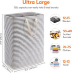 Lifewit 1 Pack Laundry Basket 125L Each, Collapsible Clothes Hamper with Reinforced Handles, Freestanding Waterproof Design f