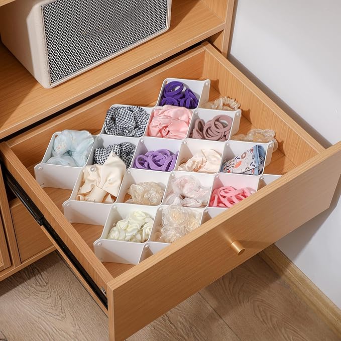 ROUFA Sock Drawer Organizer for Dresser, Honeycomb Underwear Dividers for Women, Panty Separator for Bras, Socks, Belt and Le