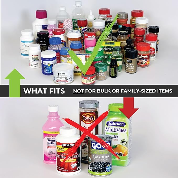 Cabinet Caddy SNAP! Spice Rack Organizer for Cabinet - Slide & Rotate Seasoning Organizer - 4 Snap-In Adjustable Shelves for 