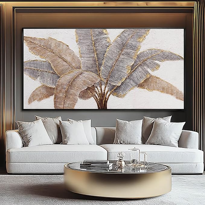 CHUDANHAO Botanical Wall Art Vintage Pictures Wall Decor Grey and Gold Photo Prints Line Wall Hangings 24"x48" Canvas Decorat