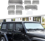 Hoolcar Windshield Sunshade Fits for 2018-2024 2025+ Jeep Wrangler JLU 8PCs Front & Side & Rear Window Sun Shade Sunscreen Heat Insulation Sun Visor Sun Reflector, 4-Door