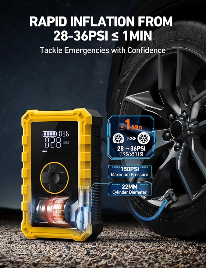 AstroAI S8 Air Jump Starter with Air Compressor,3000A Peak Car Battery Jump Starter Portable (9.0 Gas/6.5L Diesel) with