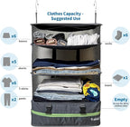 Stow-N-Go Portable Hanging Travel Shelves, Packing Organizer for Luggage. Carry on Closet for Clothes. Expandable Packing Cub