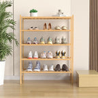 ROMGUAR CRAFT 5 Tier Bamboo Shoe Rack for Closet Free Standing Wood Shoe Shelf for Entryway Small Space Stackable 27"x11"x33"