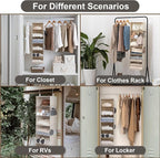StorageWorks 6-Shelf Hanging Closet Organizer, Hanging Shelves for Closet, Fabric, Mixing of Beige, White & Ivory, 12" D x 12