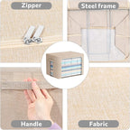 FHSQX 2 Pack Clear Window Storage Bins Foldable Fabric Storage Bins Boxes for Clothes Stackable Box Organizer Set with Carryi