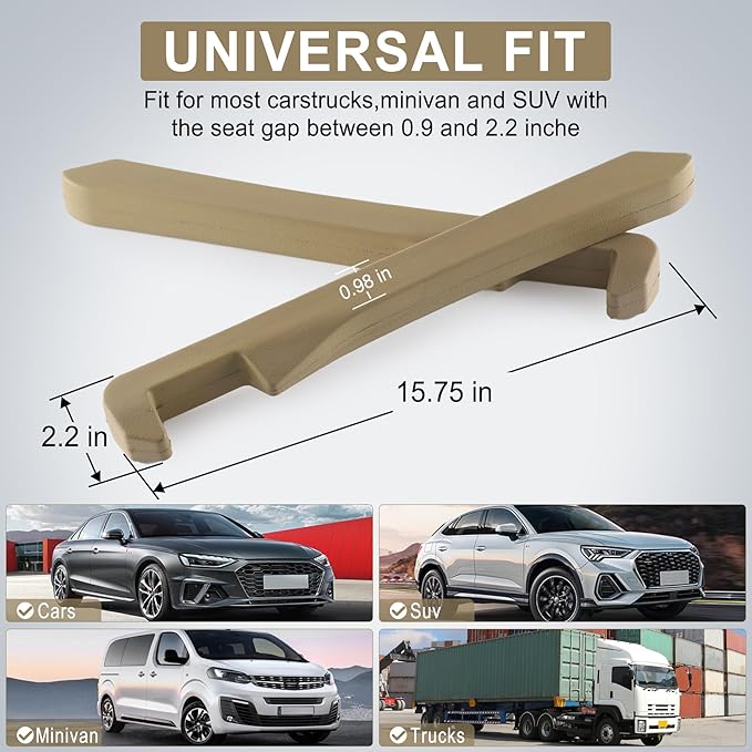 UREHEPO 2pcs Elastic Car Seat Gap Filler Organizer, Universal Interior Car Accessories to Stop Things from Dropping and Add Style for Car SUV and Truck, Fill The Gap Between Seat and Console - Beige