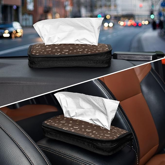 Car Tissue Holder Car Visor Organizer Tissue Box Holder for Car Sun Visor Organizer with Car Vehicle Accessories Essentials Interior for Women Men Brown Coffee Mug Bean