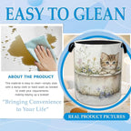 Cute Cat Laundry Hamper Bathtub Flowers Laundry Basket Collapsible Portable Clothes Toy Storage Bin for Bathroom Bedroom Room