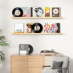 Picture Ledge Shelf, Floating Shelves Set of 2, Solid Ash Wood 56'' Long Large Nursery Book Shelves for Toys Storage, Kids Bo