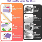 Mabahoo Large Toy Box, Collapsible Sturdy Storage Chest With Lids, Kids Toy Chest Storage Organizer Toddler Bin Boxes for Liv