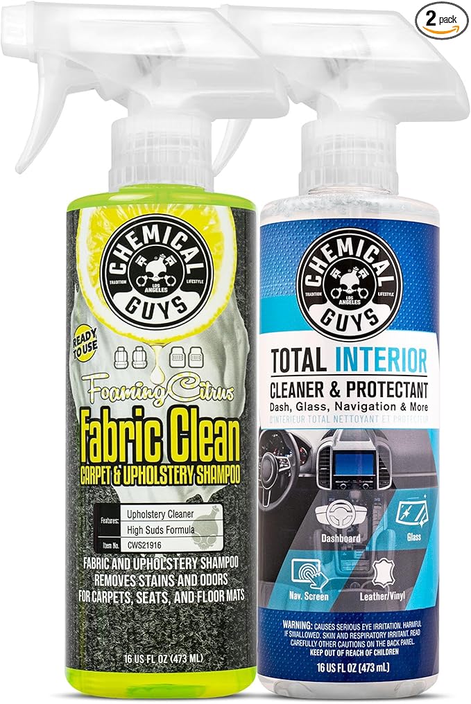 Chemical Guys Foaming Citrus Fabric Clean Carpet & Upholstery Cleaner, Ready To Use, Sprayable 16 fl oz, Citrus Scent + Total