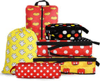 Compression Packing Cubes for Travel, 6 Set Red Dots Luggage Organizer, Lightweight Waterproof Expandable/Compression Bags Sm