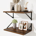 Floating Shelves for Wall,18" Wall Mounted Shelves Set of 2,Wood Floating Shelf with Bracket,Sturdy Metal Bracket Bookshelves