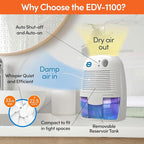 Eva-Dry EDV-1100 Whisper-quiet 16 OZ Dehumidifier with Auto Shut Off and Restart for small spaces in your Home, RV,