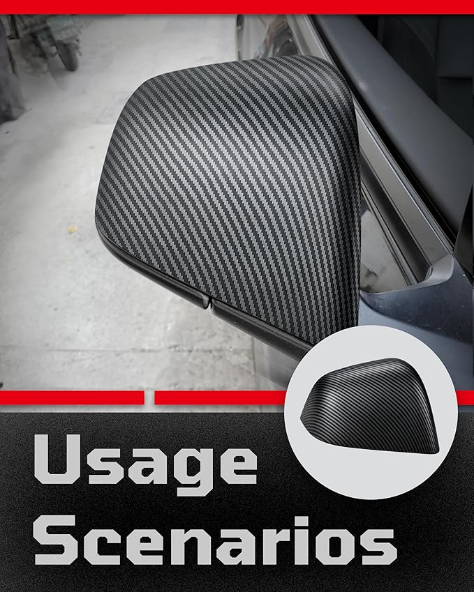 Side Mirror Caps Cover Compatible with Tesla Model Y 2021 2022 2023 2024 Matte Carbon Fiber Mirror Covers