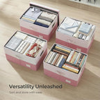 PRANDOM Storage Bins with Lids [3-Pack] Linen Fabric Foldable Storage Boxes Organizer Containers Baskets Cube with Cover for 