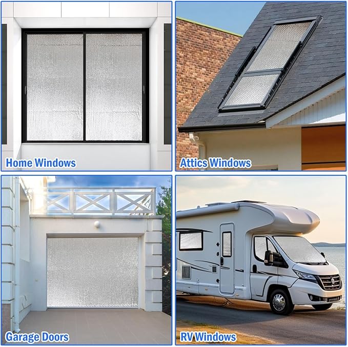 YoleShy Double Reflective Insulation RV Window Insulation for Summer Heat Reflective Window Film for Roof, Car, Garage Doors, 24 in X 10 FT