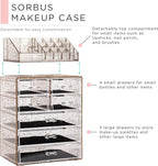 Sorbus Acrylic Makeup Organizer Set, 7-Drawer Vanity & Countertop Cosmetic Storage with Small & Wide Compartments, Glitter Ma
