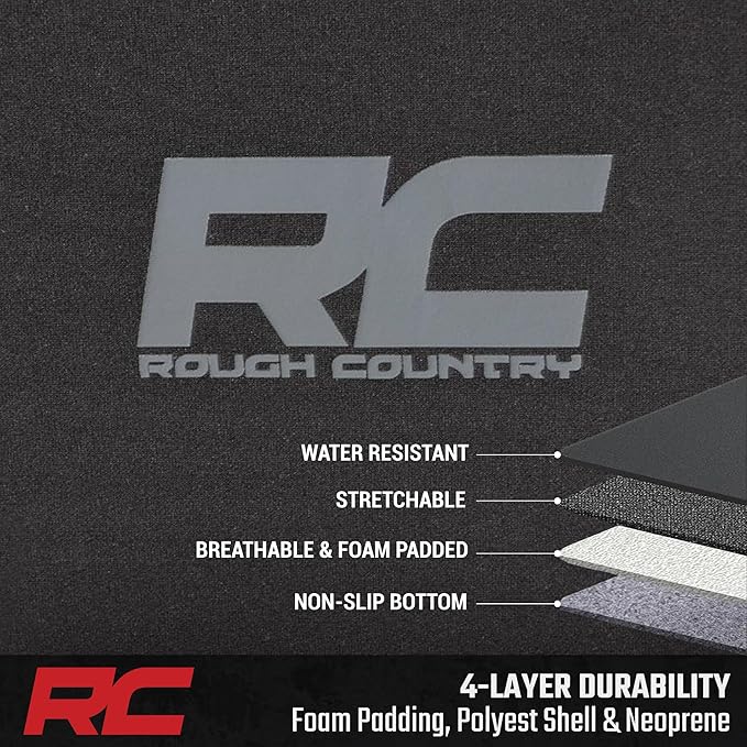 Rough Country Neoprene Seat Covers for Chevy Silverado & GMC Sierra 1500 (2019-2026) w/No Rear Seat Storage or Cup Holder - W