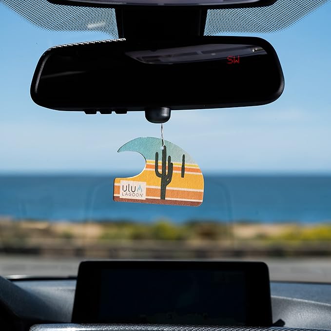 ulu Lagoon Hanging Car Air Freshener | Tropical Beach Coconut Surf Wax Scent Mini Wave | Long Lasting Car Freshener, Closet a