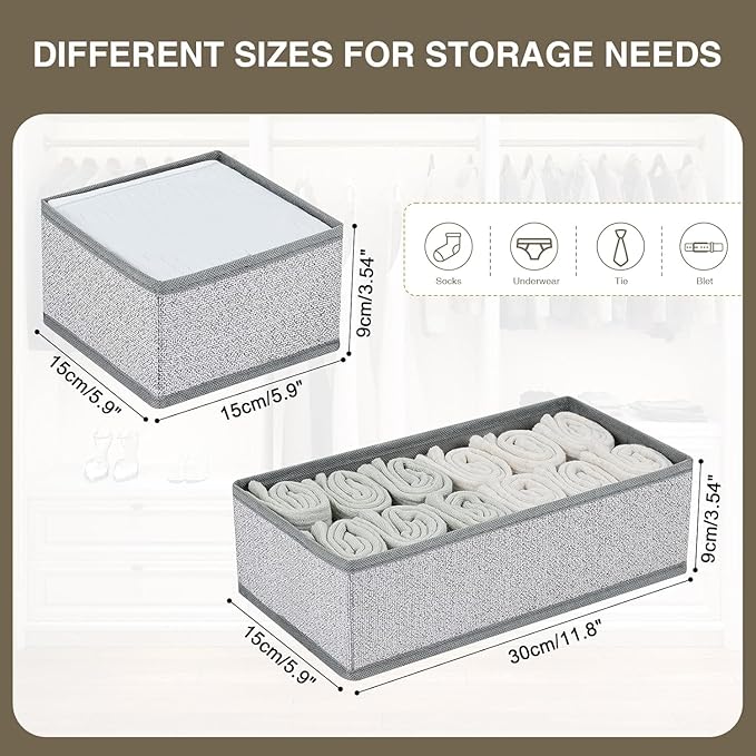 DIMJ Drawer Organizers for Clothing, Set of 12 Dresser Drawer Organizers, Fabric Closet Organizers and Storage, Drawer Divide