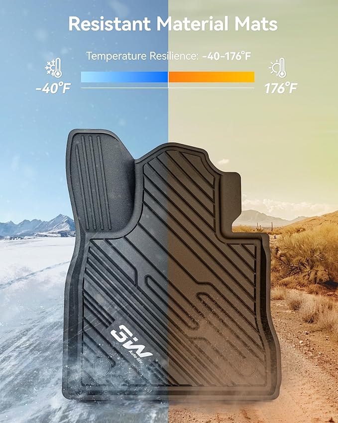 3W Ford Explorer Floor Mats Custom Fit for 2020-2025 2026, All Weather TPE Floor Liner Liner for Ford Explorer Accessories 1st and 2nd Row Car Mats (Includes Explorer Hybrid)