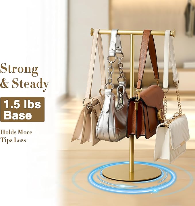 niffgaff T Bar Purse Display Stand Tabletop: Adjustable Height Handbag Holder, Countertop Hanging Rack for Long Necklace Scar