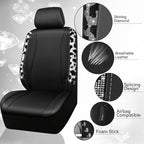CAR PASS Cow Diamond Leather Bling Car Seat Covers Universal, Faux Shining Rhinestones Two Front only, Fit 95% Automotive Glitter Crystal Sparkle Strips for Cute Women Girl, 2PCS Cow Silver Diamond