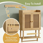 AmazerBath Bathroom Wall Cabinets, Bamboo Medicine Cabinet with Rattan Door, Over The Toilet Storage Cabinet with Towel Bar, 