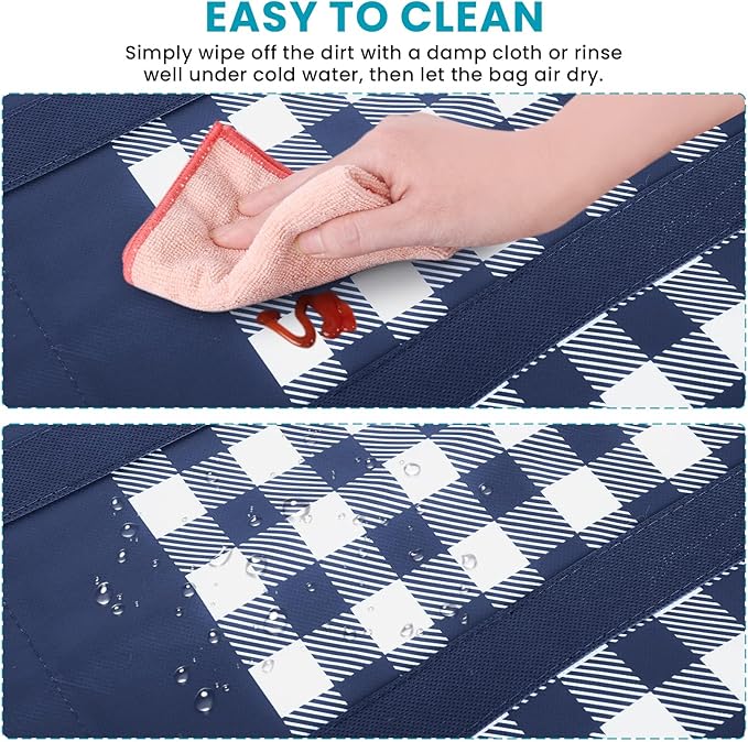 WOWBOX Reusable Grocery Bags,4-Pack, Foldable Reusable Shopping Tote Bags bulk with Reinforced Handles,Large Storage Bags with Water Resistant Coating for Groceries,Multipurpose,Blue-White