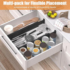 Bamboo Drawer Dividers,17-22" Adjustable Kitchen Drawer Organizer for Clothes,6 Pack Expandable Drawer Organization Separator