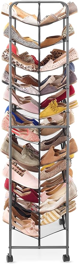 Whitmor 10-Tier Double Sided Shoe Cart, Gunmetal