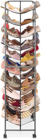 Whitmor 10-Tier Double Sided Shoe Cart, Gunmetal