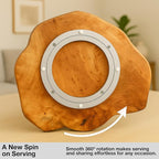 Driini Premium Handmade Root Wood Lazy Susan Turntable Organizer - Rustic Wooden Serving Platter Cheese Board (12")