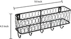 MyGift Wall Mounted Metal Entryway Mail Holder and Key Organizer Rack with 5 Hooks, Decorative Storage Basket and Hanger Hook