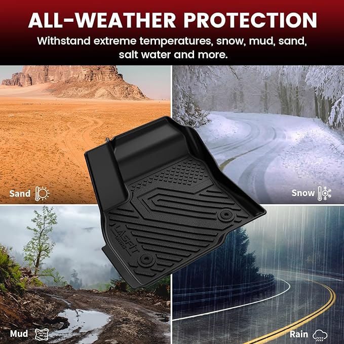 LASFIT Floor Mats & Cargo Liner for Chevrolet Chevy Bolt EV 2017-2023 (Not EUV), All Weather TPE Custom Fit Floor Liners for Cars, Car Floor Mats Full Set for Chevrolet Chevy Bolt EV Accessories, 4PCS