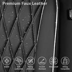 CAR PASS Piping Luxury Leather Two Front Car Seat Covers,Silver Glitter Waterproof Seat Cover Compatible with Front Seat Armr