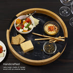 Gourmet Basics by Mikasa Lazy Susan Serving Tray, Black Marble, 14-Inch