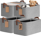 CHICVITA 4 Pack Storage Baskets for Shelves, Foldable Fabric Storage Bins with Metal Frame Handles, Closet Organizer Bins for