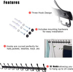 Dseap Coat Rack Wall Mount - 38” Long 10-Tri-Hooks Heavy Duty Coat Hanger Rail Wall Hooks for Hanging Coats Hats Clothing Clo