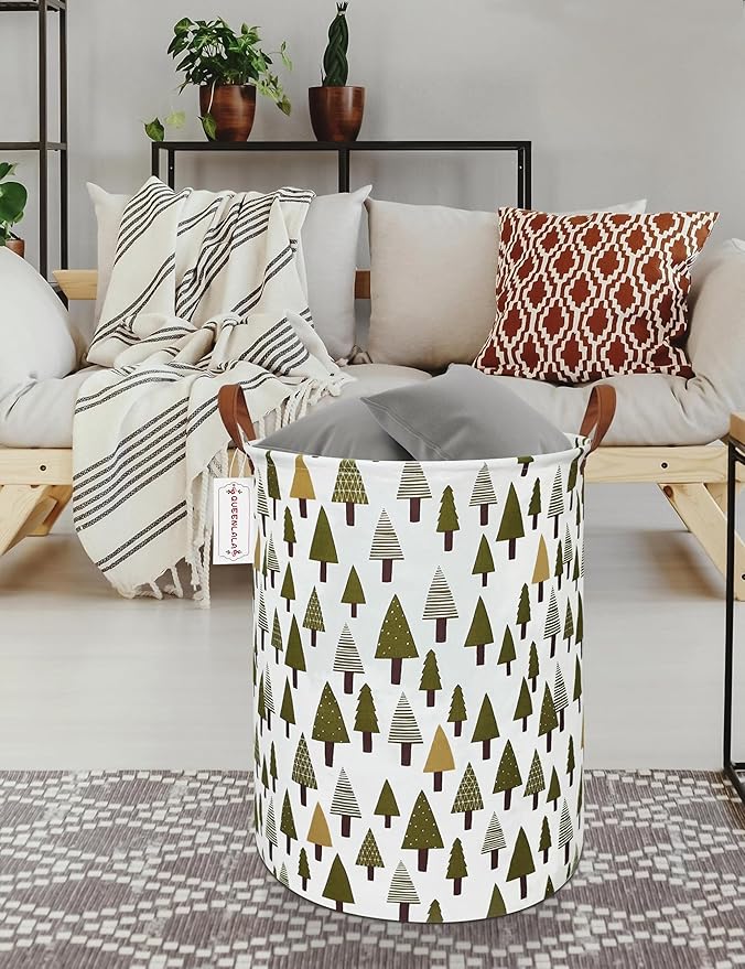 QUEENLALA Large Storage Basket,Laundry Hamper/Bathroom/Home Decor/Collapsible Round Storage Bin,Boys and Girls Hamper/Boxes/C